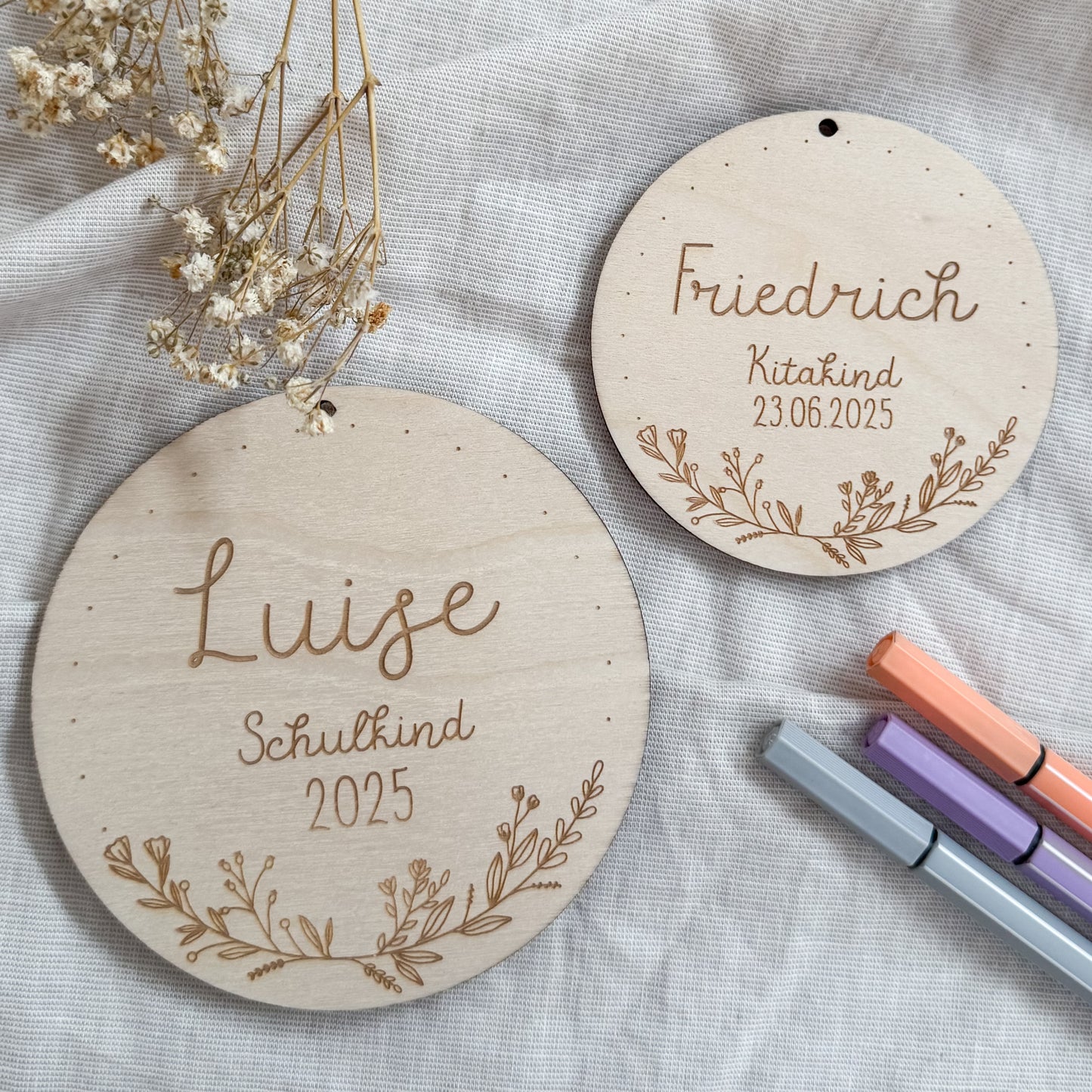 Personalisierter Schultüten-Anhänger aus Holz für den ersten Schultag oder zum Kitastart