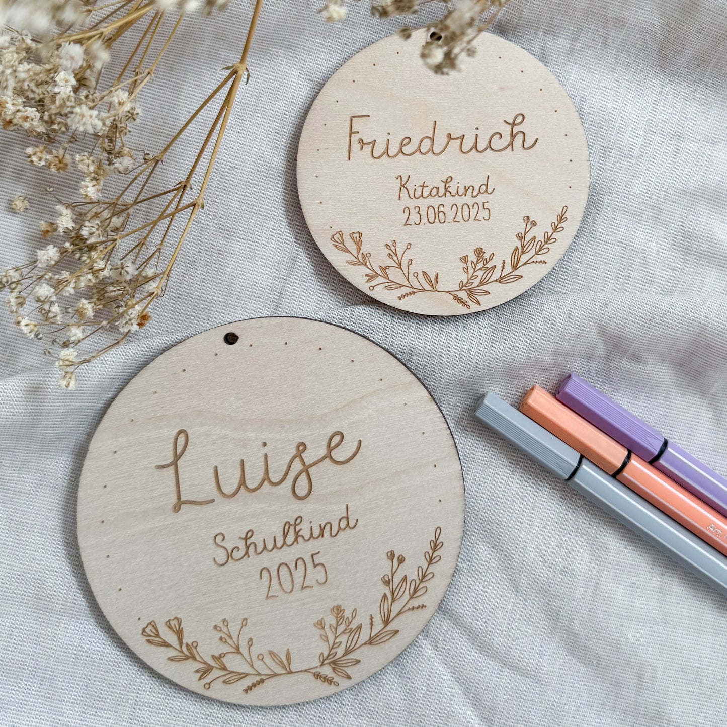 Personalisierter Schultüten-Anhänger aus Holz für den ersten Schultag oder zum Kitastart