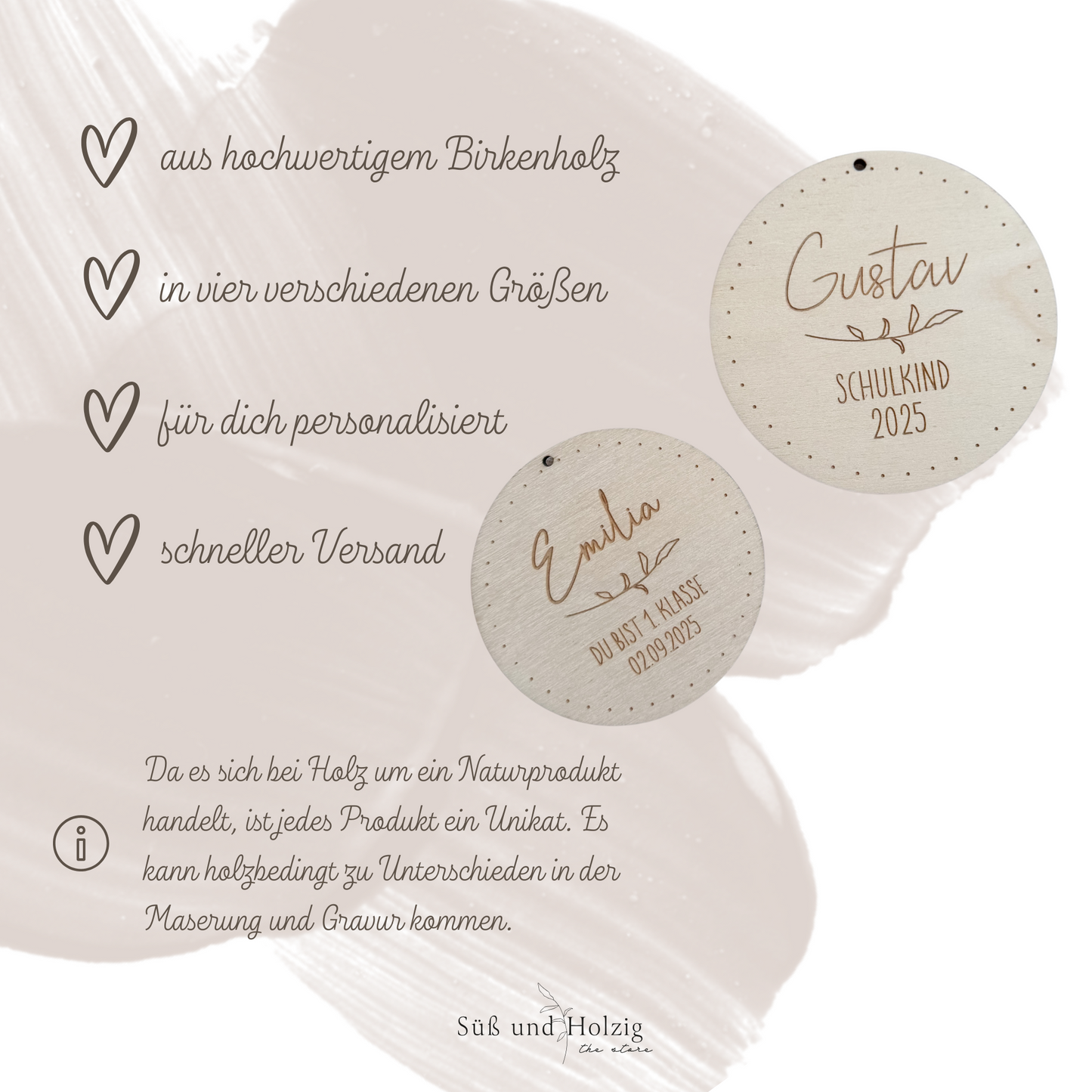 Personalisierter Schultüten-Anhänger aus Holz