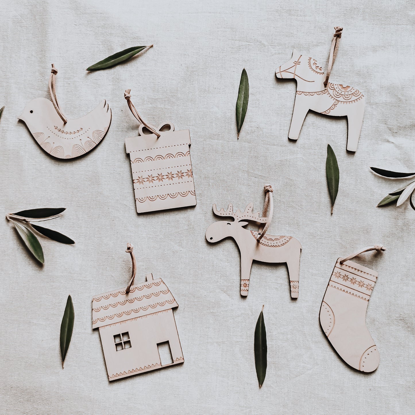 Scandi Weihnachtsanhänger 6er Set